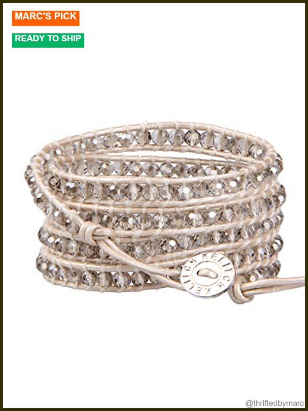 5 Wrap Crystal Beaded Leather Bracelet for Women